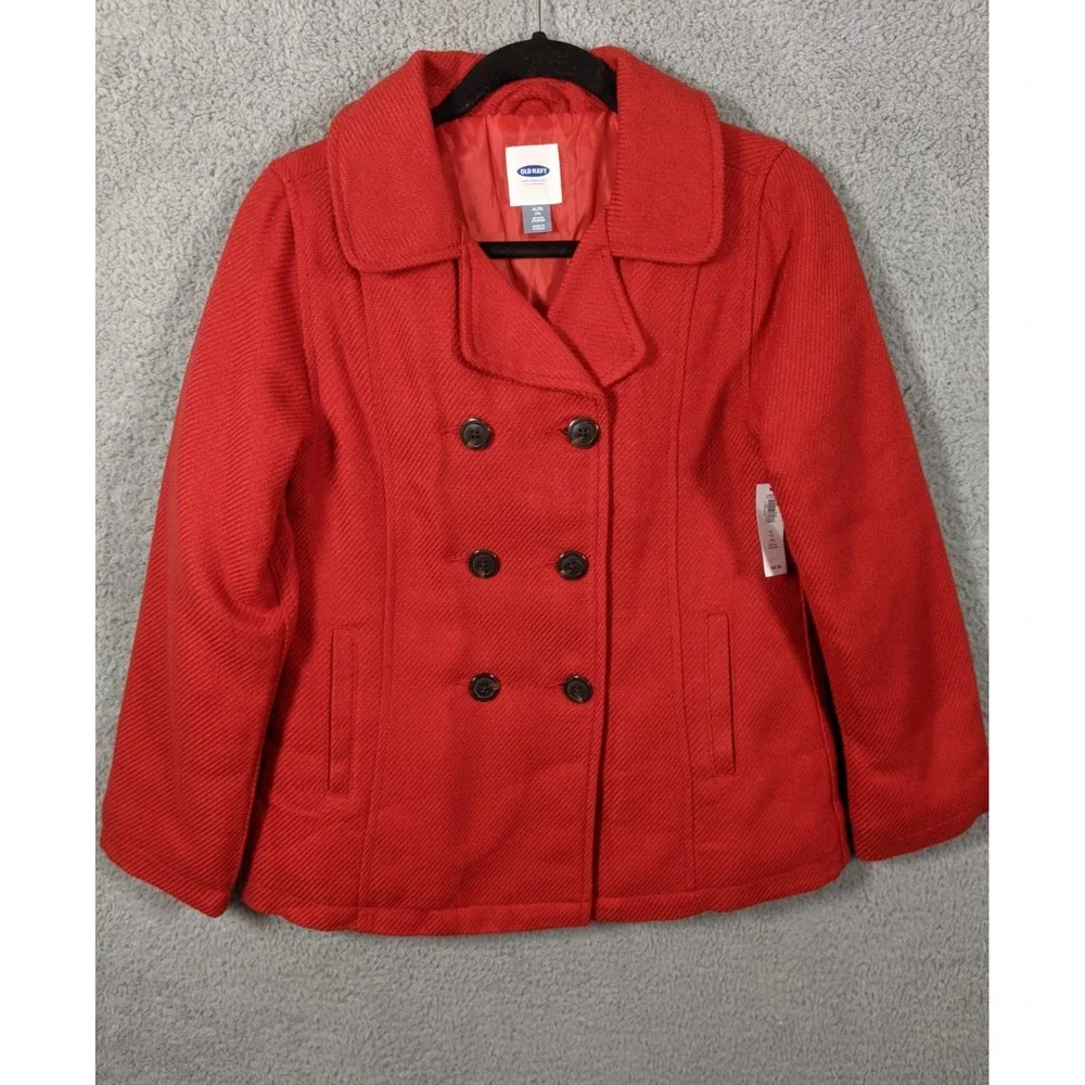 Old Navy Red Peacoat Girls XL (14) Acrylic Heavy Knit Double Breasted Cozy NWT